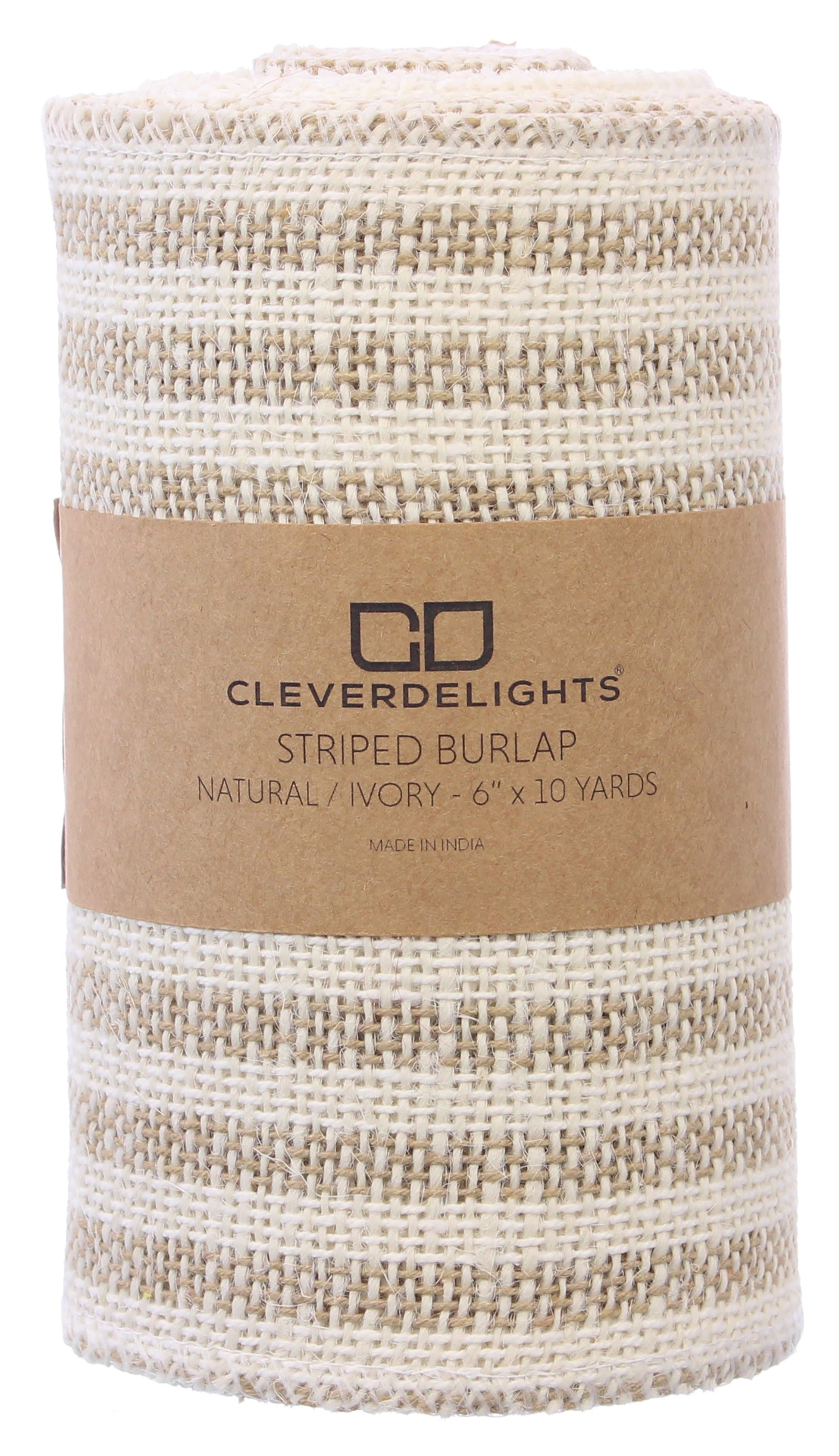 6" Natural/Ivory Stripe Burlap Roll - 10 Yards