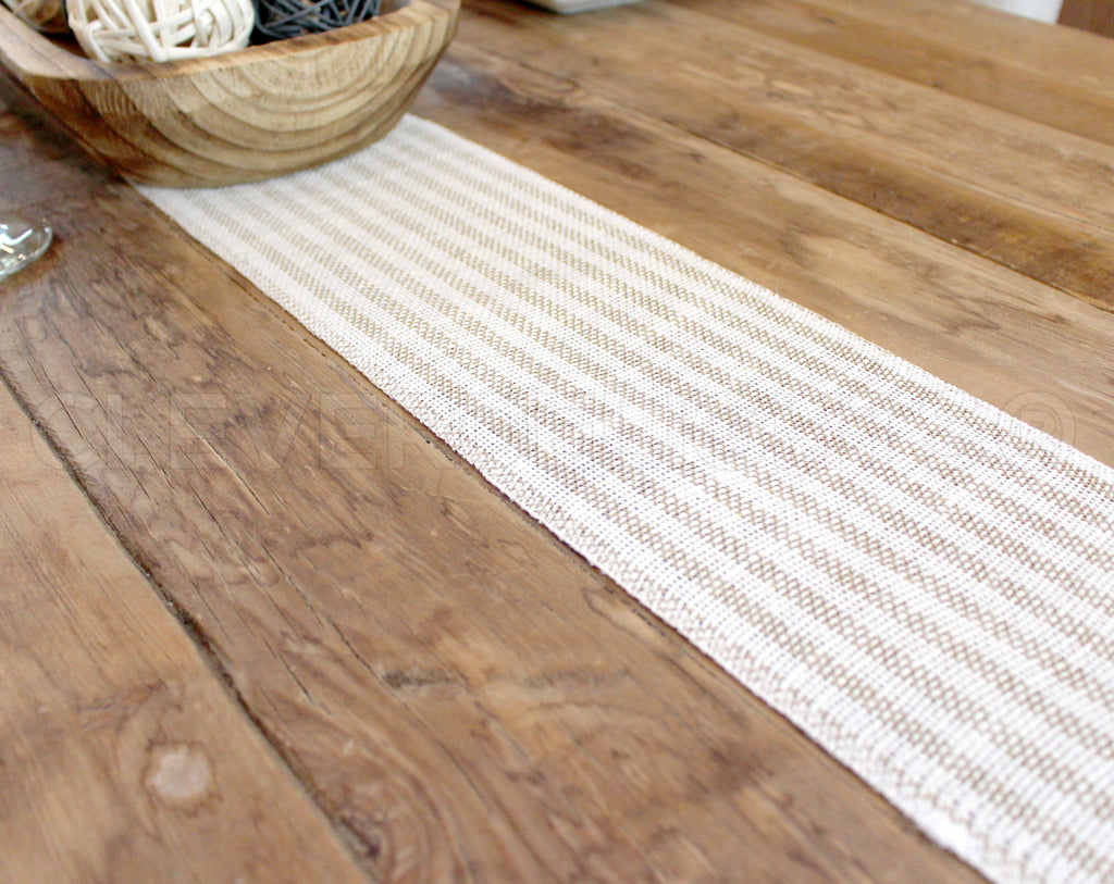 6" Natural/Ivory Stripe Burlap Roll - 10 Yards