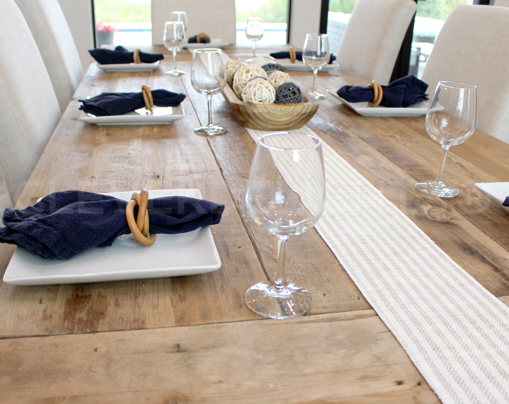 6" Natural/Ivory Stripe Burlap Roll - 10 Yards