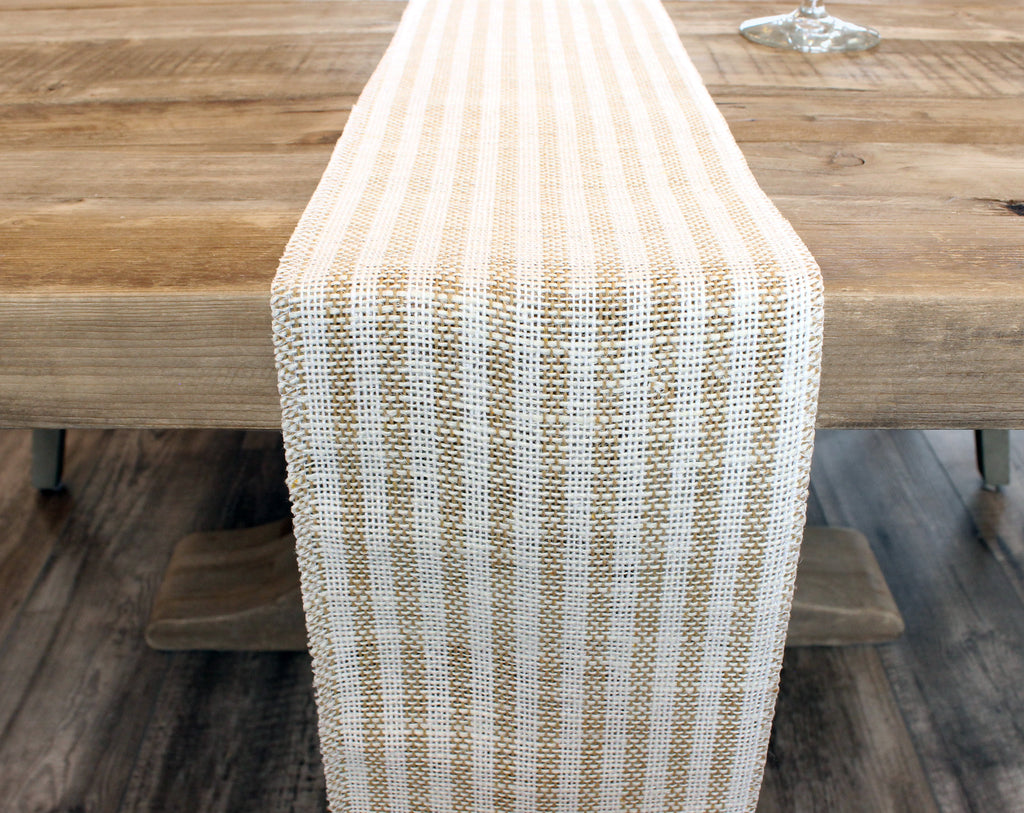 6" Natural/Ivory Stripe Burlap Roll - 10 Yards