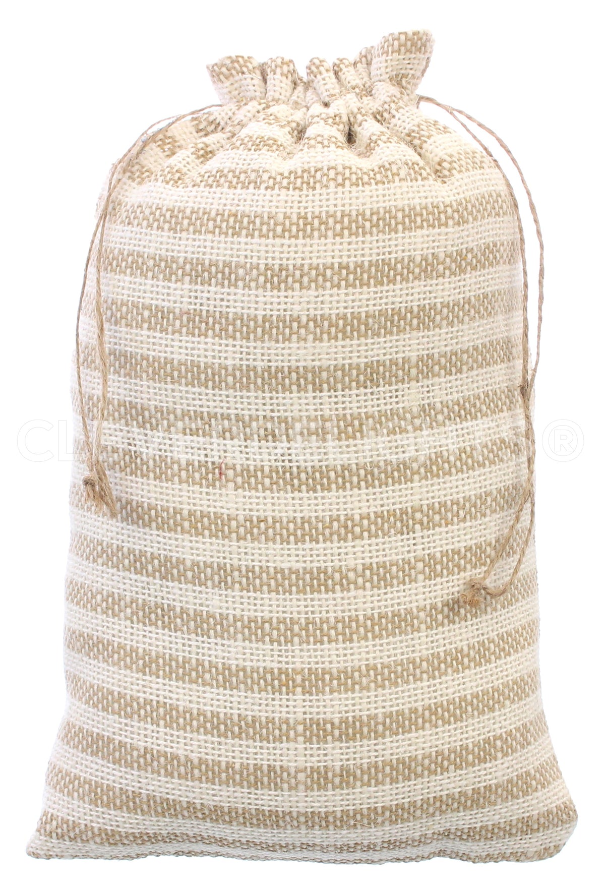 Natural/Ivory Stripe Burlap Bags - 8" x 12"