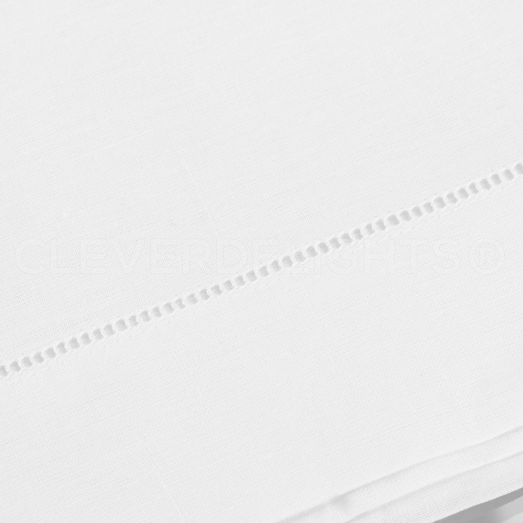 51" x 108" Hemstitch Tablecloth - Linen/Cotton Blend - White