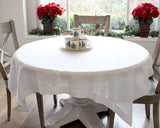 60" x 60" Hemstitch Tablecloth - Linen/Cotton Blend - White