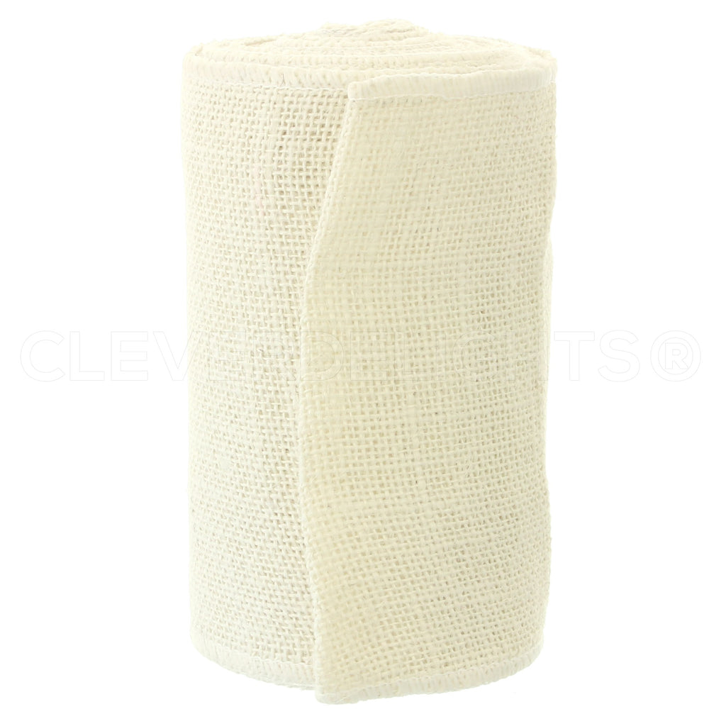 6" Ivory Burlap Ribbon - Wired Edges - 10 Yards