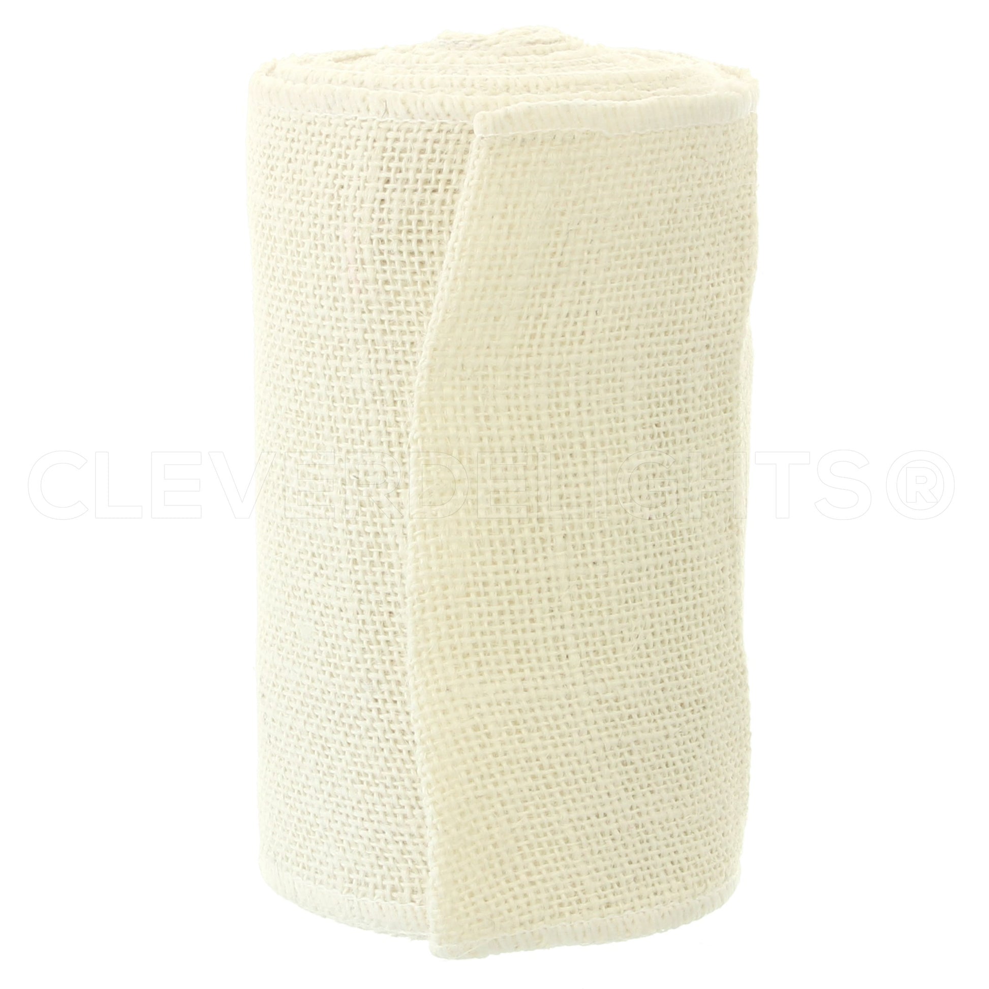6" Ivory Burlap Ribbon - Wired Edges - 10 Yards
