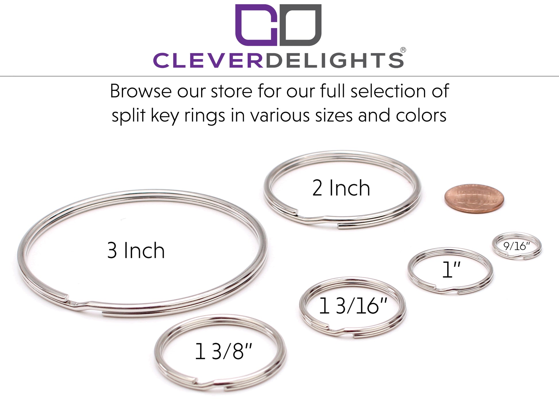 Split Key Rings - Antique Bronze Color - 9/16" to 2"