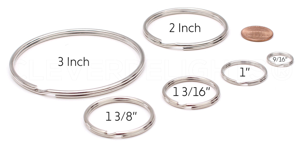 Split Key Rings - Silver Color - 9/16" to 3"