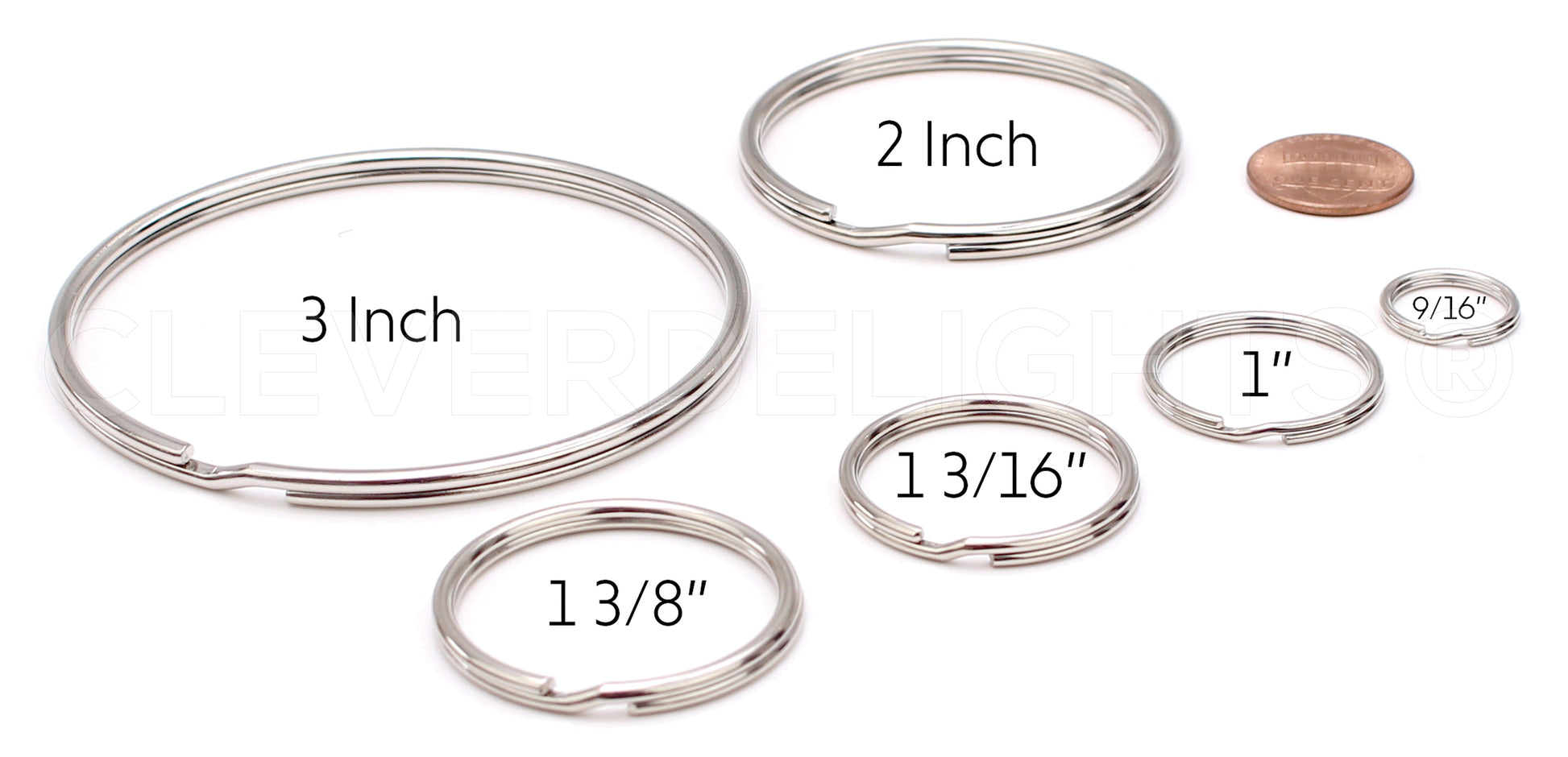 Split Key Rings - Silver Color - 9/16" to 3"