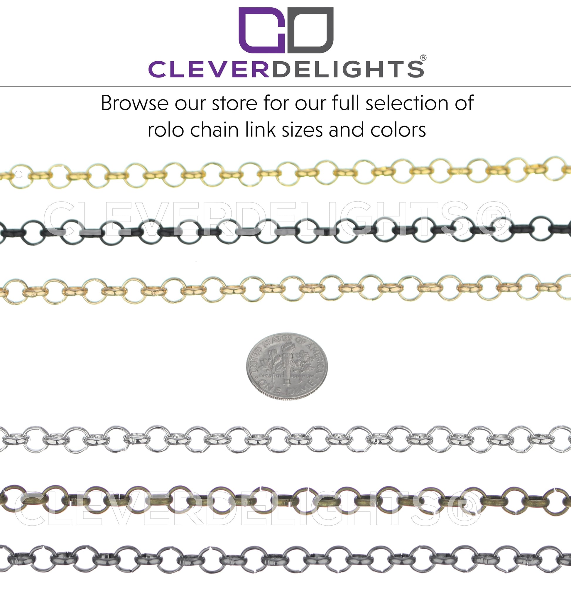 Rolo Chain - 1/4" Link - Dark Black Color