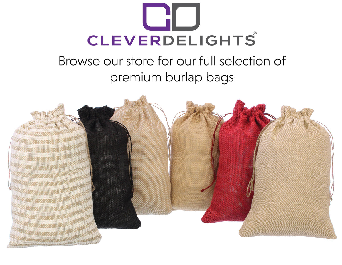 Natural/Ivory Stripe Burlap Bags - 10" x 14"