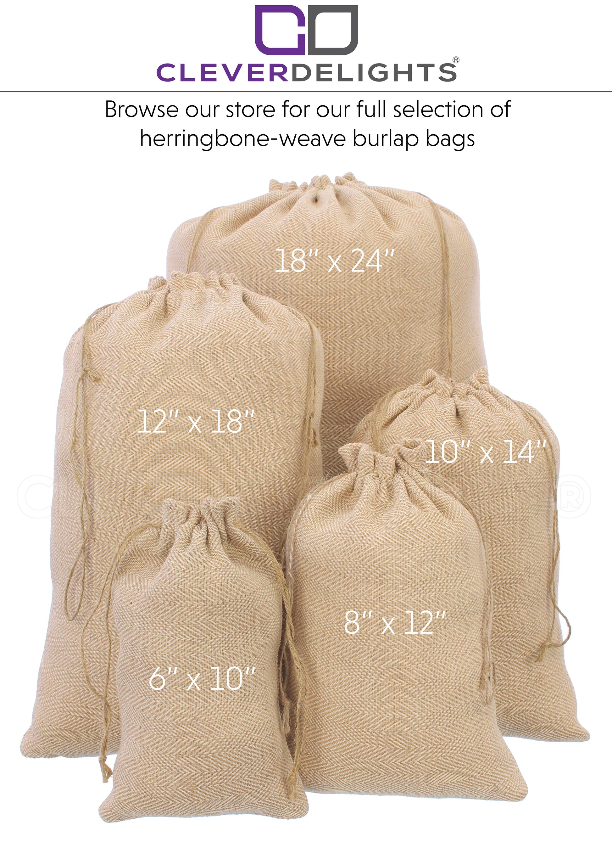 Herringbone Burlap Bags - 18" x 24"