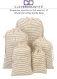 Natural/Ivory Stripe Burlap Bags - 8" x 12"