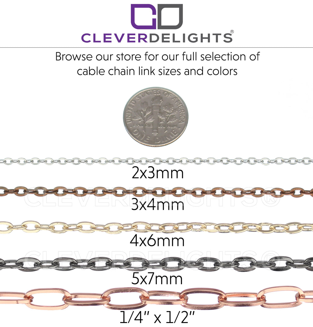 Cable Chain - 5x7mm Link - Platinum Silver Color