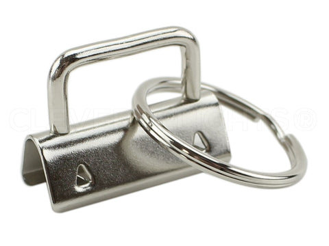 1.25" Key Fob Hardware Sets With Key Rings - Silver Color