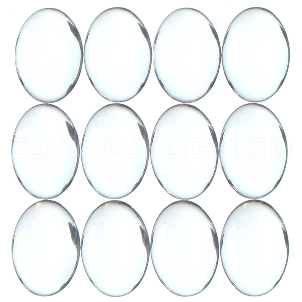 CleverDelights 13x18mm Oval Glass Cabochons