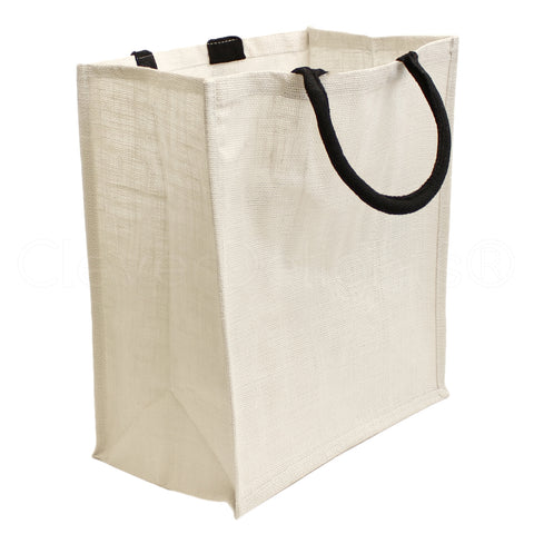 White Burlap Shopping Bags - 16" x 14" x 8"