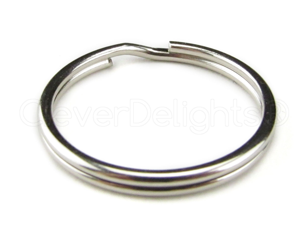 1" Key Fob Hardware Sets With Key Rings - Silver Color