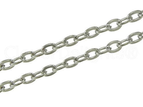 Cable Chain - 3x4mm Link - Platinum Silver Color