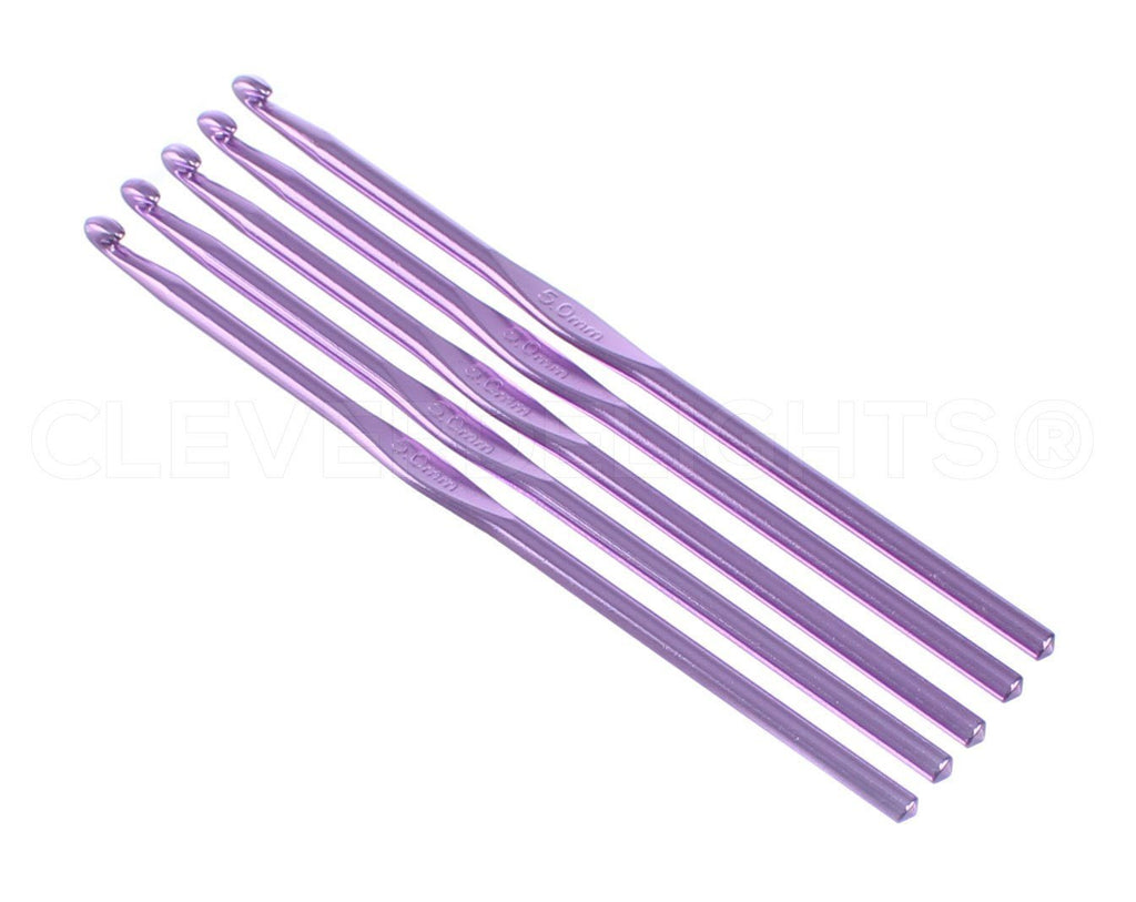 10 Pack - CleverDelights Size H (Size 8) Aluminum Crochet Hooks - 6 Length - 5mm Diameter - Knitting