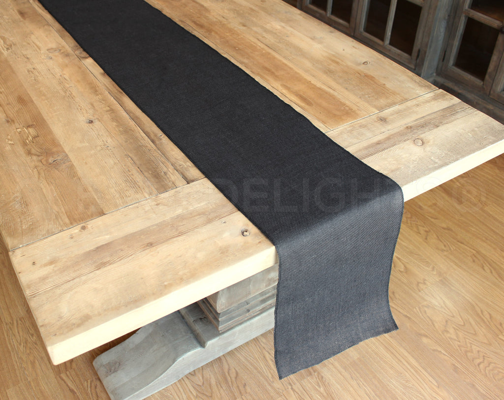 12" Black Burlap Roll - Finished Edges
