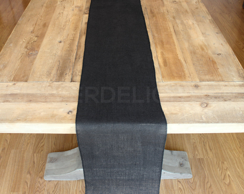 12" Black Burlap Roll - Finished Edges