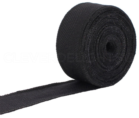 2.5" Black Burlap Ribbon - Wired Edges - 25 Yards