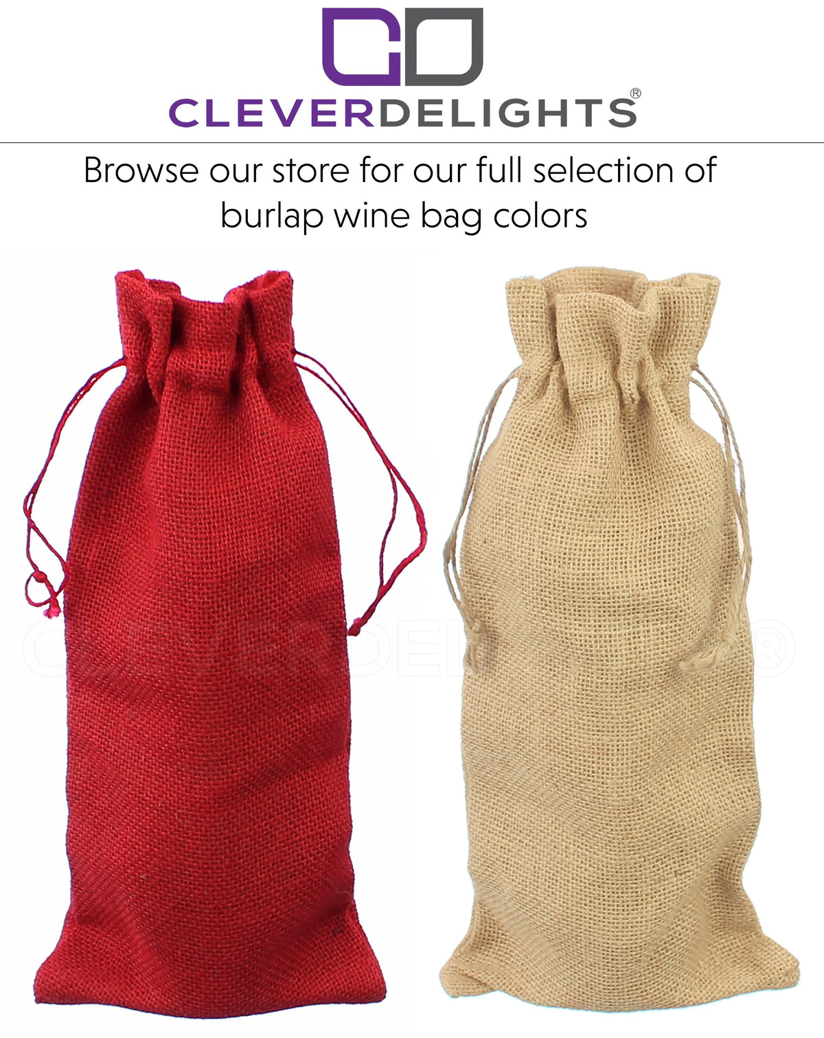 Natural Burlap Wine Bags with Drawstring