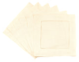 6" Hemstitch Cocktail Napkins - Linen/Cotton Blend - Cream