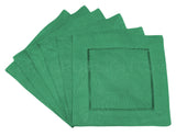 6" Hemstitch Cocktail Napkins - 100% Linen - Green