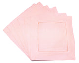 6" Hemstitch Cocktail Napkins - 100% Linen - Light Pink