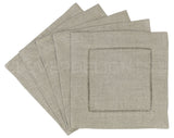 6" Hemstitch Cocktail Napkins - 100% Linen - Natural