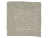 6" Hemstitch Cocktail Napkins - 100% Linen - Natural