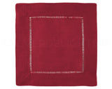 6" Hemstitch Cocktail Napkins - 100% Linen - Red