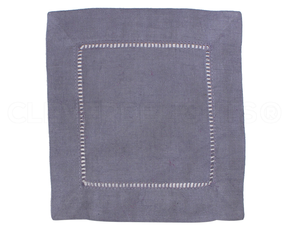 6" Hemstitch Cocktail Napkins - Linen/Cotton Blend - Slate