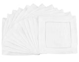 6" Hemstitch Cocktail Napkins - Linen/Cotton Blend - White