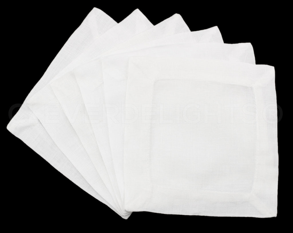 CleverDelights 20 White Linen Dinner Napkins - 6 Pack - 100% Linen