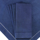 20" Hemstitch Dinner Napkins - Linen/Cotton Blend - Navy