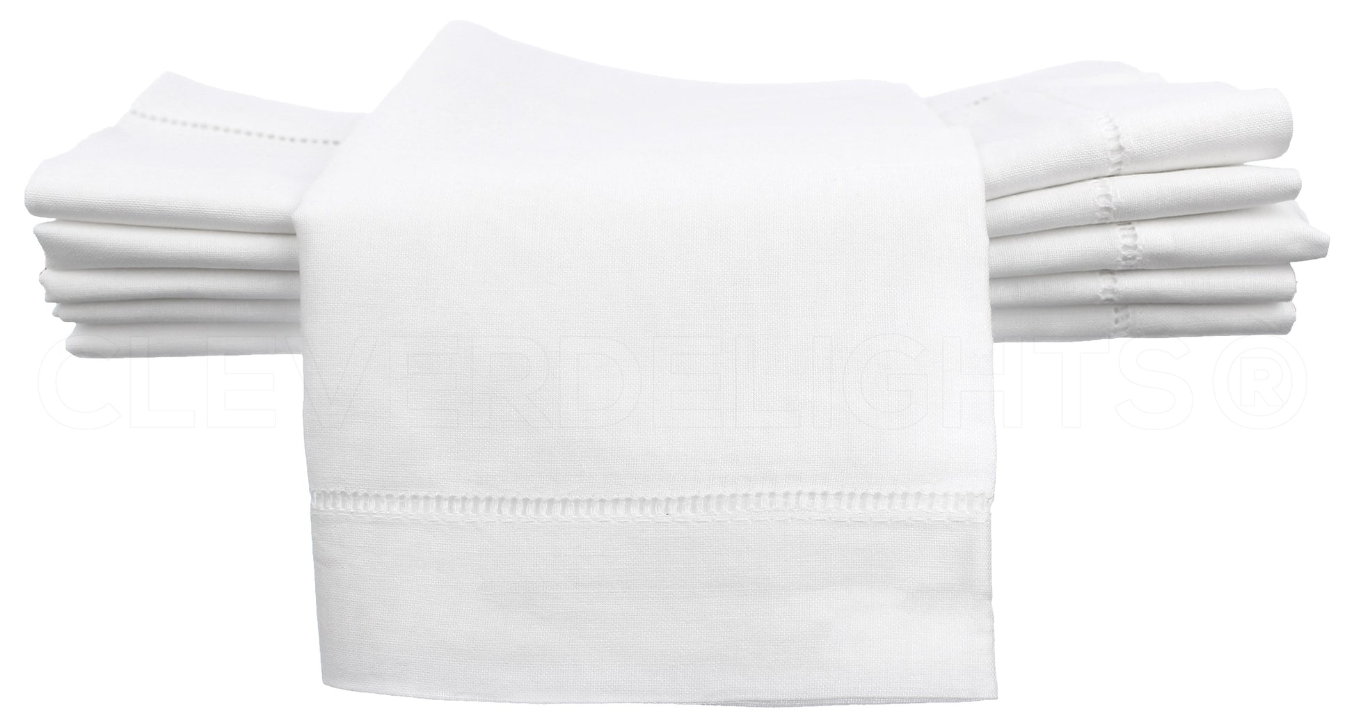 20" Hemstitch Dinner Napkins - Linen/Cotton Blend - White