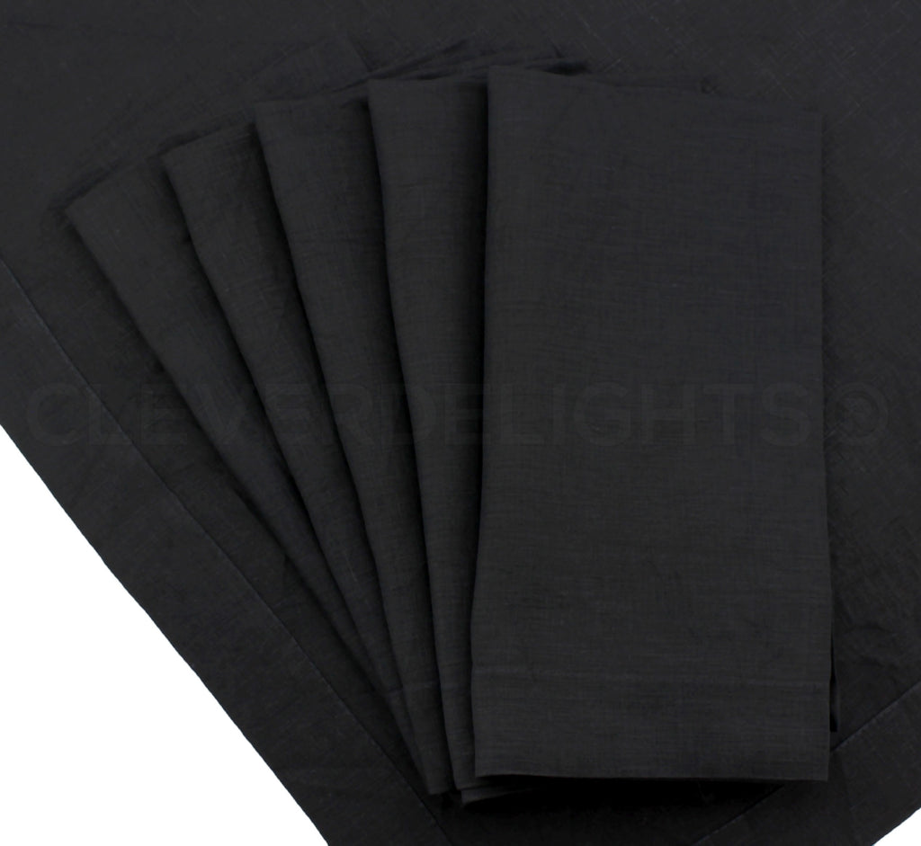 20" Dinner Napkins - 100% Linen - Black