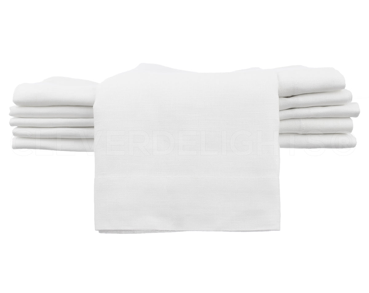 20" Dinner Napkins - Linen/Cotton Blend - White
