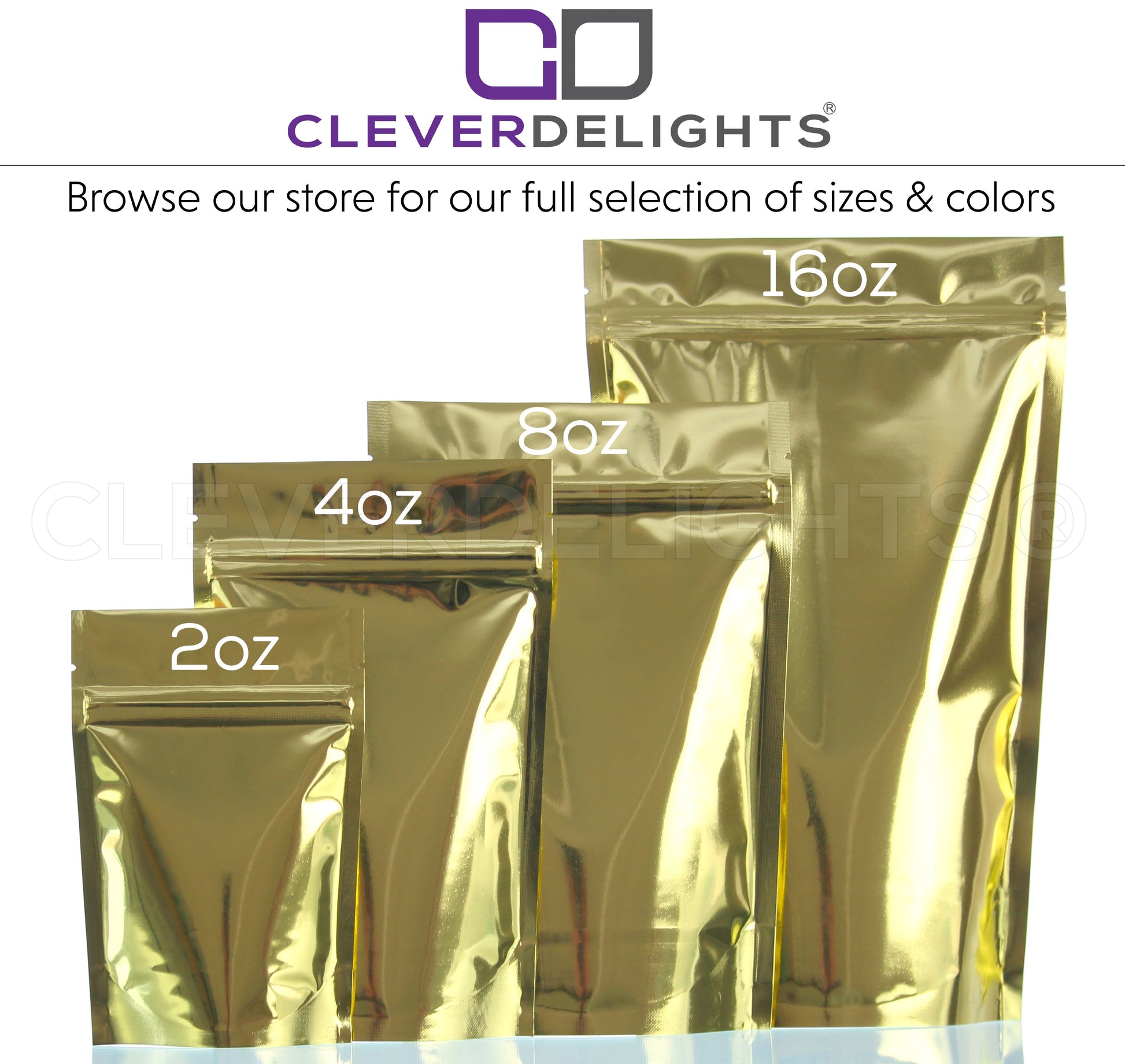 Gold Stand-Up Pouches - 8oz - 6" x 9" x 3"