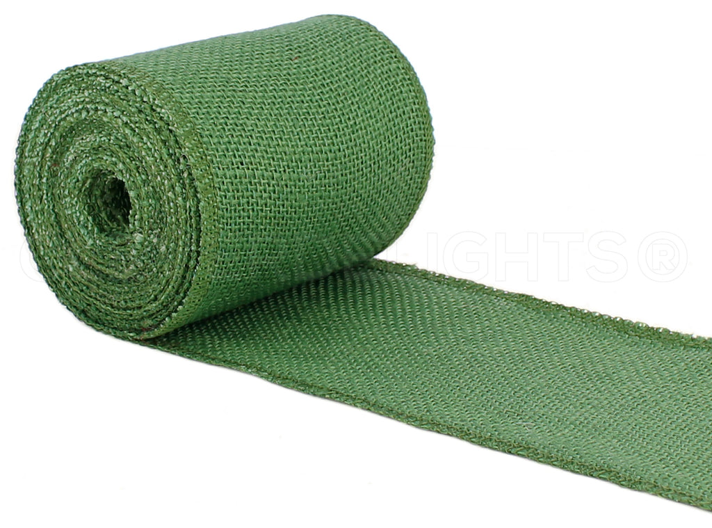 CleverDelights 4 Green Burlap Ribbon - Finished Edge - 10 Yards