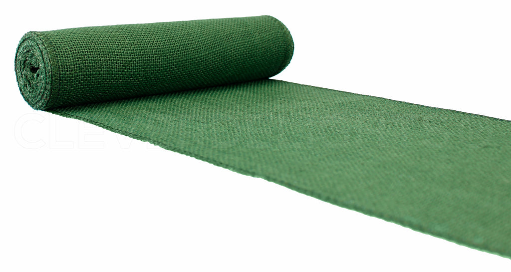 CleverDelights 9 Green Burlap Roll - Finished Edges