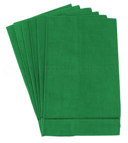 Hemstitch Fingertip Towels - Linen/Cotton Blend - Green