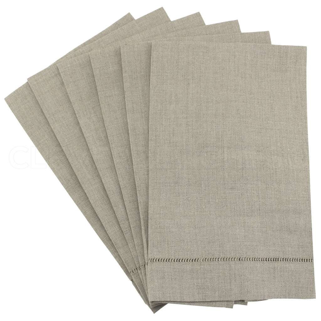 Hemstitch Fingertip Towels - 100% Linen - Natural