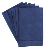 Hemstitch Fingertip Towels - Linen/Cotton Blend - Navy