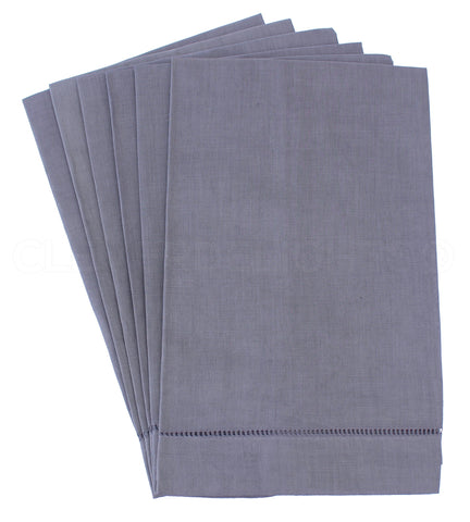 Hemstitch Fingertip Towels - Linen/Cotton Blend - Slate