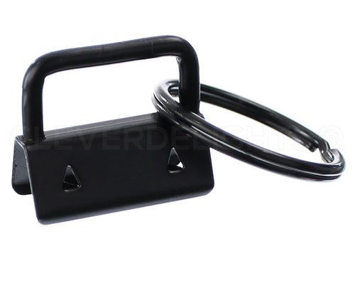 1" Key Fob Hardware Sets With Key Rings - Dark Black Color