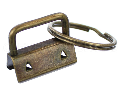 1" Key Fob Hardware Sets With Key Rings - Antique Bronze Color