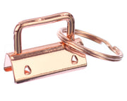 1.25" Key Fob Hardware Sets With Key Rings - Rose Gold Color